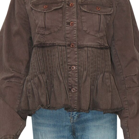 Free People Cassidy Jacket Coconut Shell Pockets Top New L - Picture 5 of 8
